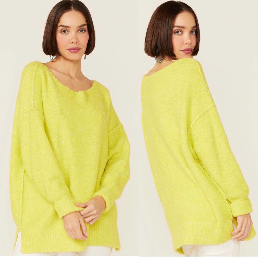 Free People Moira Slouchy Tunic Citron Sun Combo Oversized Women XL